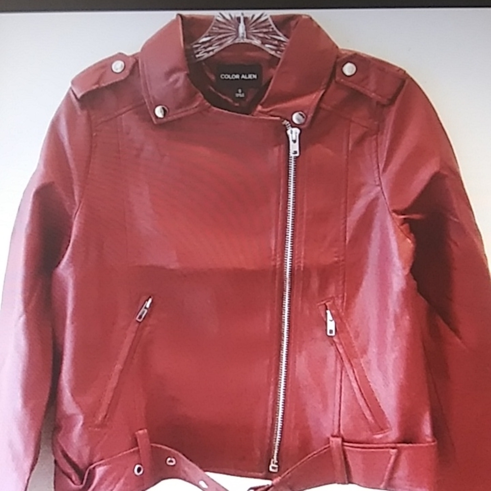 New Women's Red Motorcycle Jacket